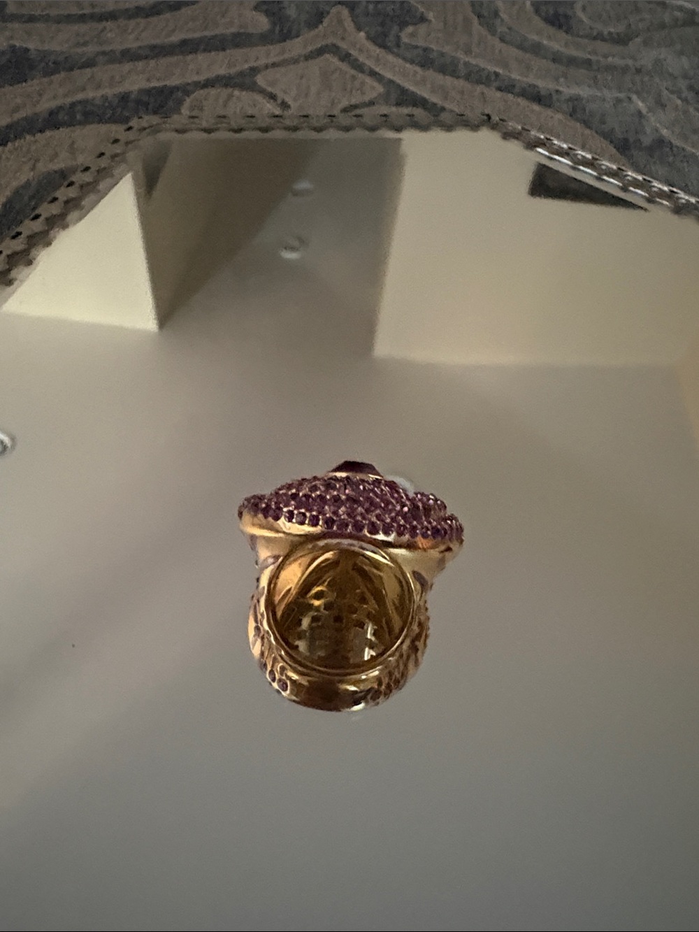 QVC Gold-Tone Statement Ring with Purple Pavé Top